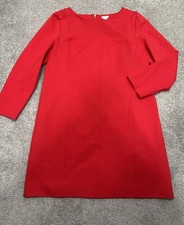 J. Crew Factory Sz L 3/4 Sleeve Ponte Dress Red Stretch F5087 D22