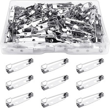 100 Pcs Bar Pins - Silver Brooch Clasp Pins for Badges, DIY Craft, Sewing, Baby