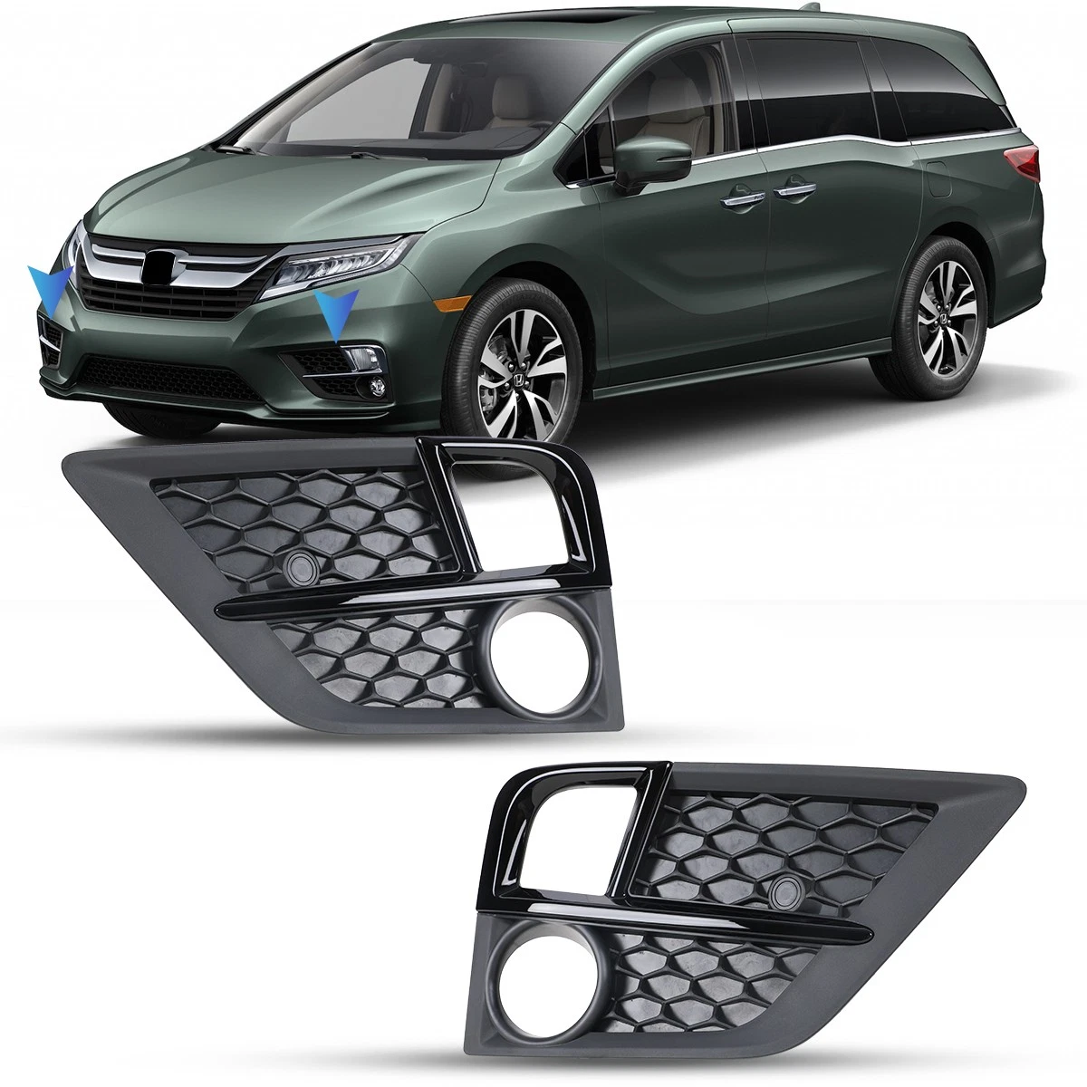 Juego De 4 Luces Antiniebla Para Honda Odyssey 2018-2020 - Incluye ópticas Y Bezeles Negros - Para LX, EX, EXL