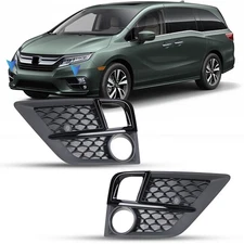 Fog Lights Bezels For 2018-2020 Honda Odyssey Black Lamps Cover Left+Right Set