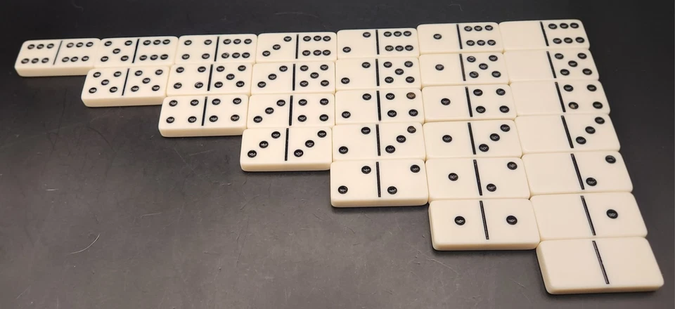 Vintage Pleasantime Solid Opalene Double-6 Domino Cribbage Set COMPLETE... - image 3 of 4