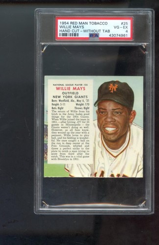 Willie Mays #25 card from 1954 Red Man Tobacco