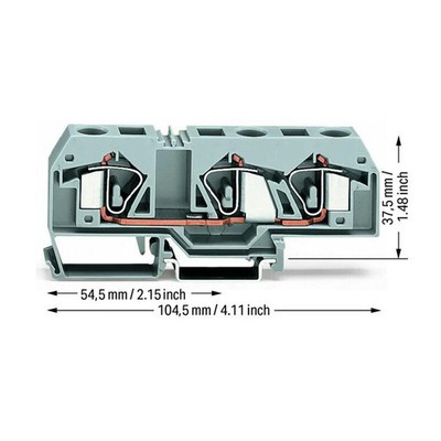 WAGO 283-671 3-Conductor Through Terminal Block 16,00 mm2 Gray New