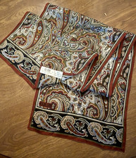 Vintage Bill Blass Silk SCARF Japan Baar Beards Paisley Rectangle 46 x 10.5"