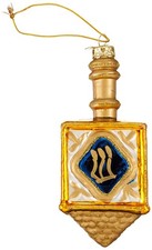Noble Gems Kurt Adler 4-Inch Glass Jewish Dreidel Ornament, Hanukkah Blue