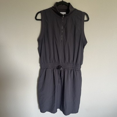 Evereve Dress Womens XL Gray Zip Mock Mini Scout Ribbed Active Drawstring Sporty