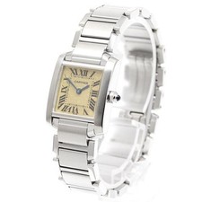 CARTIER TANK FRANCAISE SM W51008Q3 20mm SS Beige Dial Quartz #C425 2
