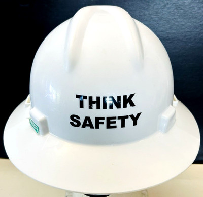 MSA V-Gard Hard Hat ''Think Safety'' Harper Construction Logo PPE Medium USA