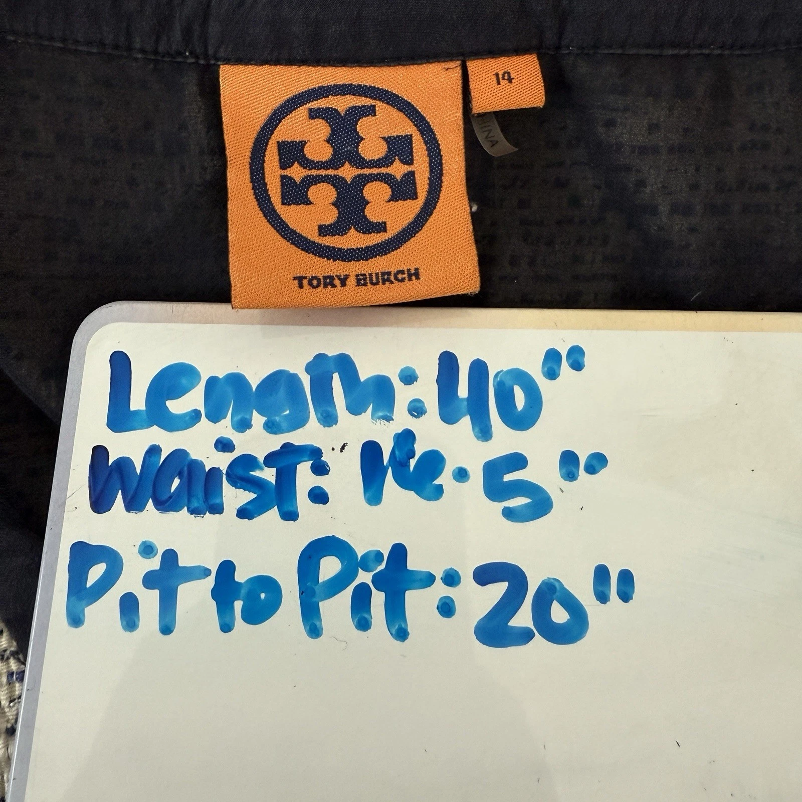 Abito midi Tory Burch DARON panna marino scollo a V tweed taglia 14