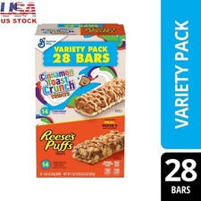 Cinnamon Toast Crunch REESE'S Puffs Cereal Treat Bar Variety Pack Snack 28 Ct US