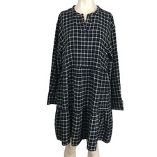 MADEWELL -WOMEN'S LARGE - BLACK LONG SLEEVE BUTTON COTTON DRESS W/ POCKETS
