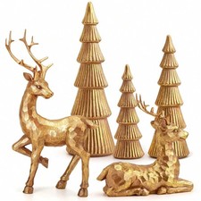 5pc Christmas Reindeer Deer Figurine Retro Decor Home Table Holiday Party