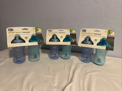 Case of 6 Chicco Sport Spout Trainer Sippy Cups,  Blue  9m+ 9oz, Brand New