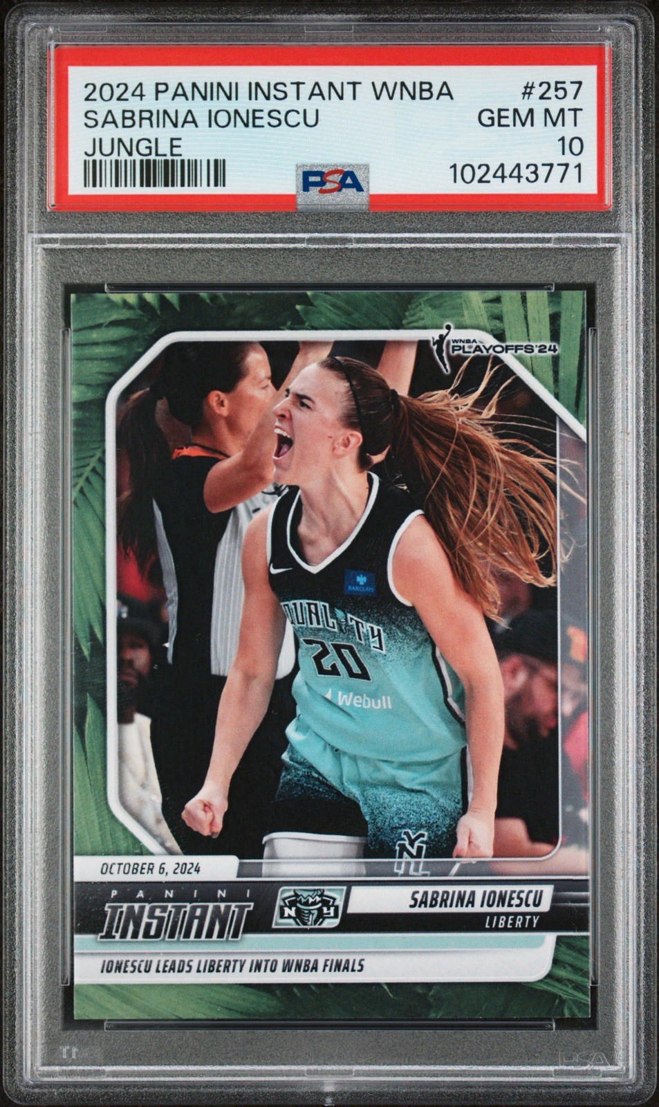 Sabrina Ionescu 2024-25 Panini Instant WNBA Jungle #257 /25 PSA 10
