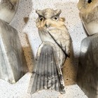Vintage Alabaster Owl Bookends Hand Carved Stone Glass Eyes Heavy MCM Decor Set — photo 5