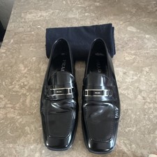 PRADA Men's Black Leather Loafer Dress Shoes Square Toe Size 8.5 13 2D 1223