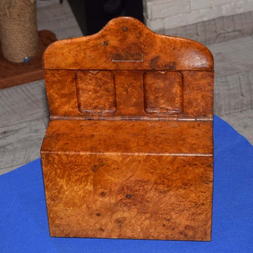 Antique RRR ! Box case jewelry Storage Karelian Birch wood cap primitive rustic - Picture 7 of 24