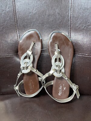 Mossimo Jeweled Sandals USA Size Slides Shoes Thong Toe Silver