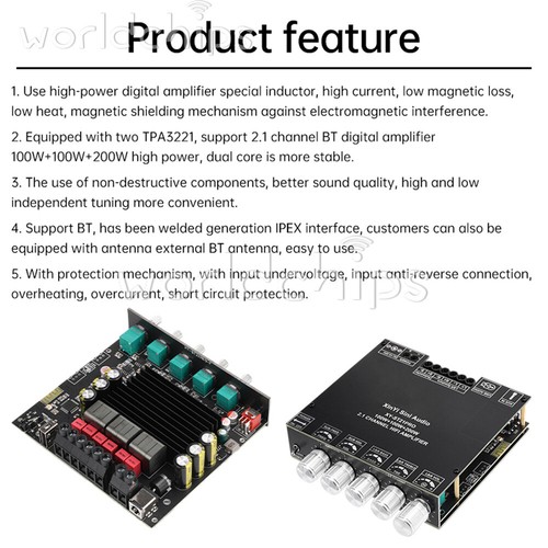 ST21PRO Bluetooth 5.2 Digital Amplifier Board 2.1 Channel 100W*2+200W Subwoofer - Picture 4 of 23