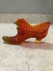 Vintage Fenton Amberina Glass Hobnail Victorian Shoe Boot Dish