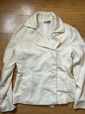 Women’s Size 38 Jil Sander Cream White Virgin Wool Blazer Style Coat Jacket