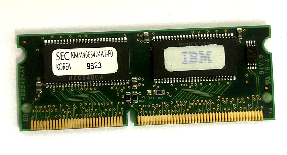 IBM 32MB 144PIN SODIMM NOTEBOOK MEMORY 66MHZ 4Mx64 FRU 42H2819 USOFF2-MEM3BX1 - Image 2 of 2