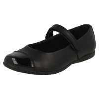 Sale Clarks 'dance Step' Girls Black Leather Riptape School Shoes F Fit Sale Clarks 'dance Step' Girls Black Leather Riptape School Shoes F Fit