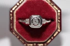 Antique Circa 1920s Art Deco 14K White Gold FN Lab Created Diamond Decorate Ring