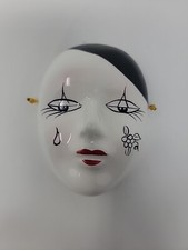 Porcelain Mini Mardi Gras Mask Hand Painted Ceramic Wall Decor Hanging 4x3  
