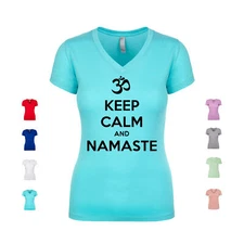 Keep Calm And Namaste Love India Yoga Meditation Indian Greeting Women's V Neck
