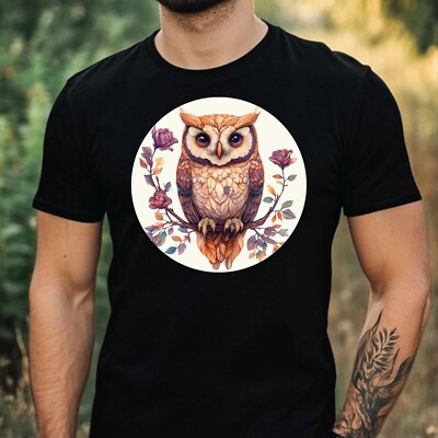 T-Shirt Herren Wunderliche Eule Motiv Baumwolle Größe XS bis 5XL