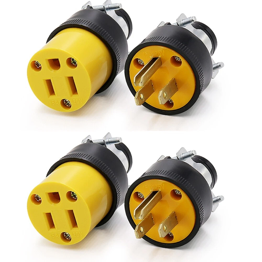 Prise Male Et Femelle Pour Rallonge Electrique Prise électrique 125VAC/15A 2 mâles + 2 femelles jaunes pour rallonge cordon 1 | eBay
