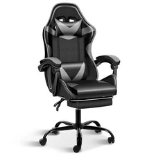 Gaming Chair Computer Chair with Footrest Height Adjustable & 90°-135° Tilt