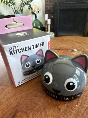 Kikkerland Kitty Cat Kitchen Timer 60 Min Cooking Count Down Clock Alarm New