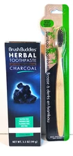 Brush Buddies Herbal Charcoal Toothpaste & Bamboo Charcoal Toothbrush 