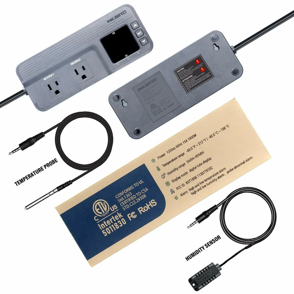 Inkbird Temperature Controller Outlets Thermostat ITC-608T Dual Sensor Stage Fan - Image 3 of 4