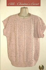 VINTAGE JOLIE NEW YORK Womens Sweater Vest Pink Specks Short Sleeves Sz L VG