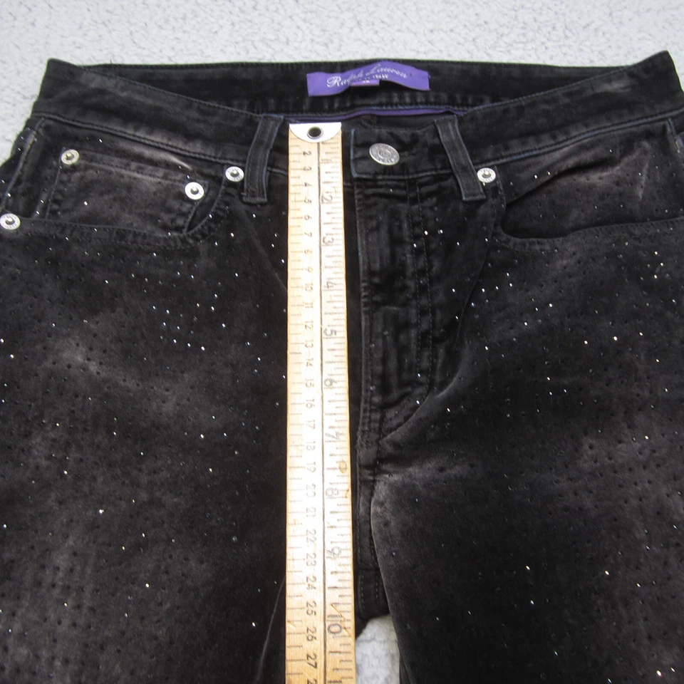 Pantalones Ralph Lauren Etiqueta Púrpura Para Hombre 26 Negro Terciopelo Embellecido Estrás Foto 4 de 4