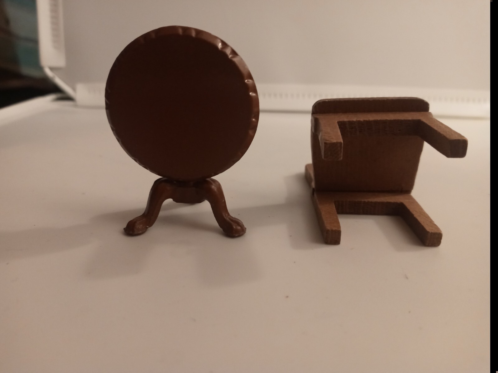 Vintage 80s Mattel Metal Dollhouse Swing Table With Wooden Chair.