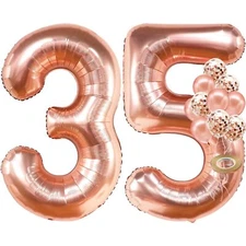 KatchOn Rose Gold Number 35 Balloon - 40 Inch Set of 16 - Women's 35th Birthd...