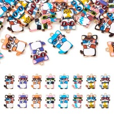 32Pcs Light Gold Cat Charms Zinc Alloy Pendants with Enamel Findings 22.5x14.5mm