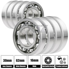 8x 6206-Open Ball Bearing 30mm x 62mm x 16mm Deep Groove Open Type QJZ