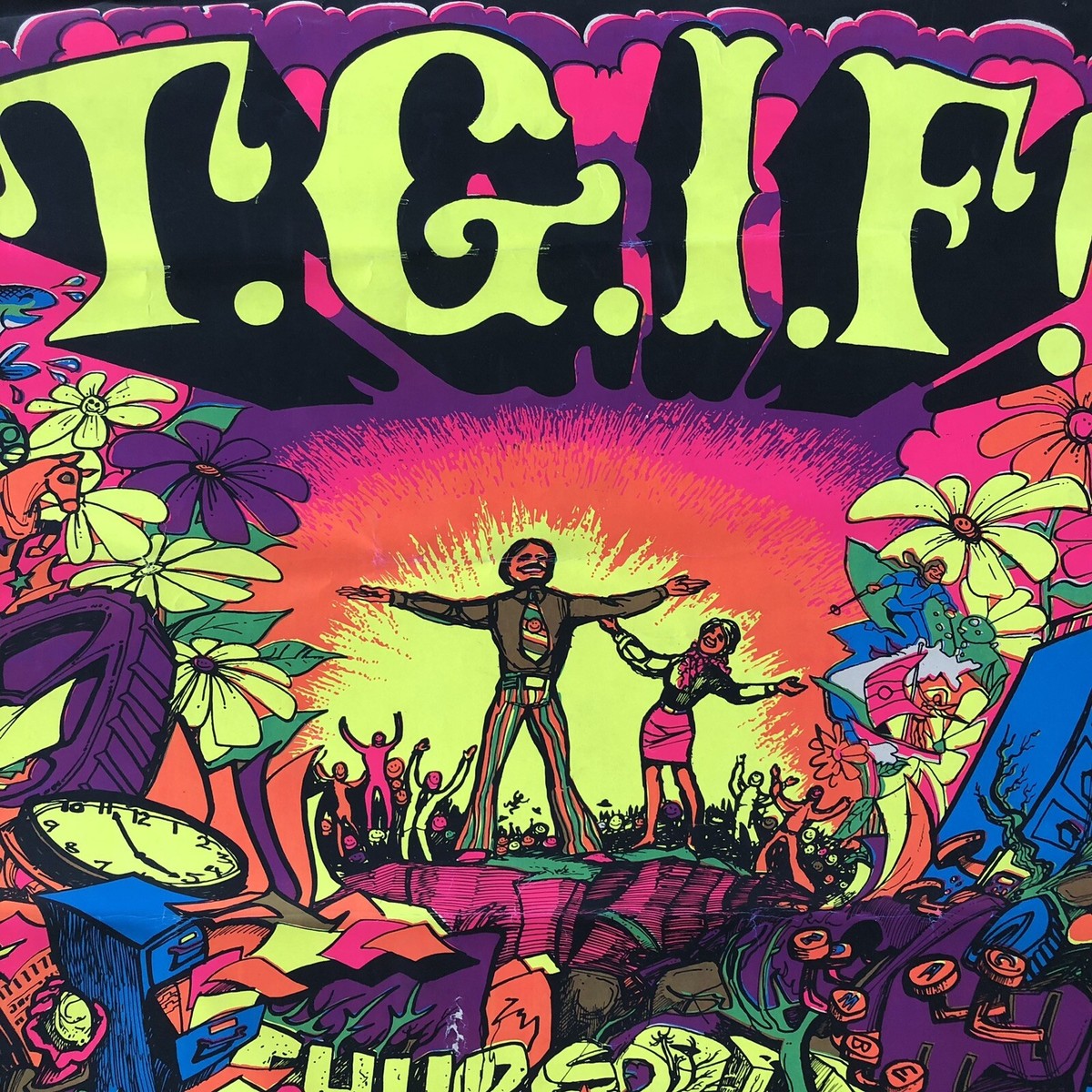 Vintage TGIF 70's BLACK LIGHT POSTER ROSS J WARD PSYCHEDELIC