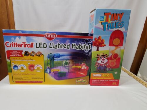2-teiliges Set KAYTEE® CritterTrail LED beleuchteter Lebensraum mit aufsteckbarem Silo Neu im Karton