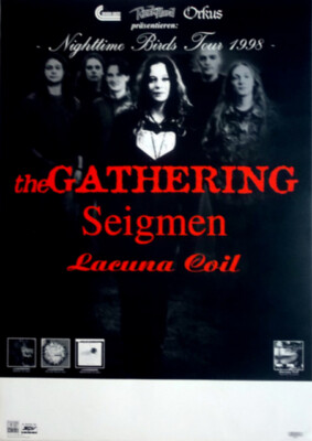THE GATHERING - 1998 - In Concert - Lacuna Coil - Nightime Birds Tour - Poster