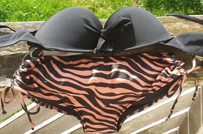 Damen Bikini Set Super Push Up 38 85 B Schwarz Schnur Schnürung Design SommerNEU
