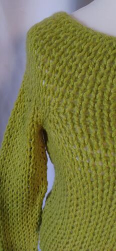 DKNY NWT Mohair Wool Chunky Knit SWEATER TOP Lime Green P XS S NEW - Picture 3 of 24
