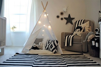 Big Discount Portable Kids Cotton Canvas Teepee Indina Play Tent Indoor Playhouse Height59