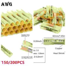 200/50X AWG 12-10 Gauge Heat Shrink Crimp Terminals Butt Connectors Yellow