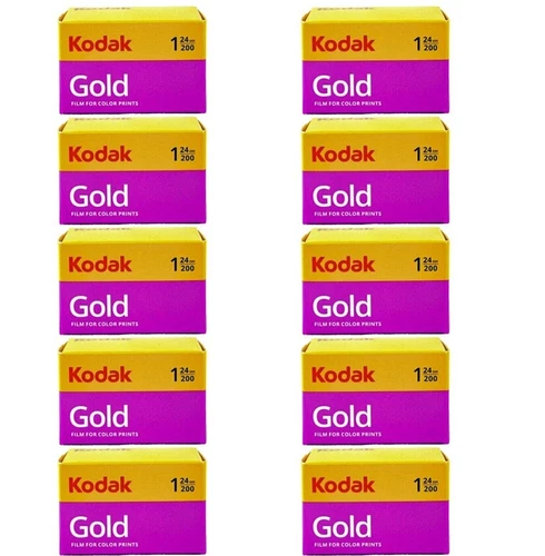 10 Rolls Kodak Gold 200 GB-135 24 Exposures Color Print 35mm Film